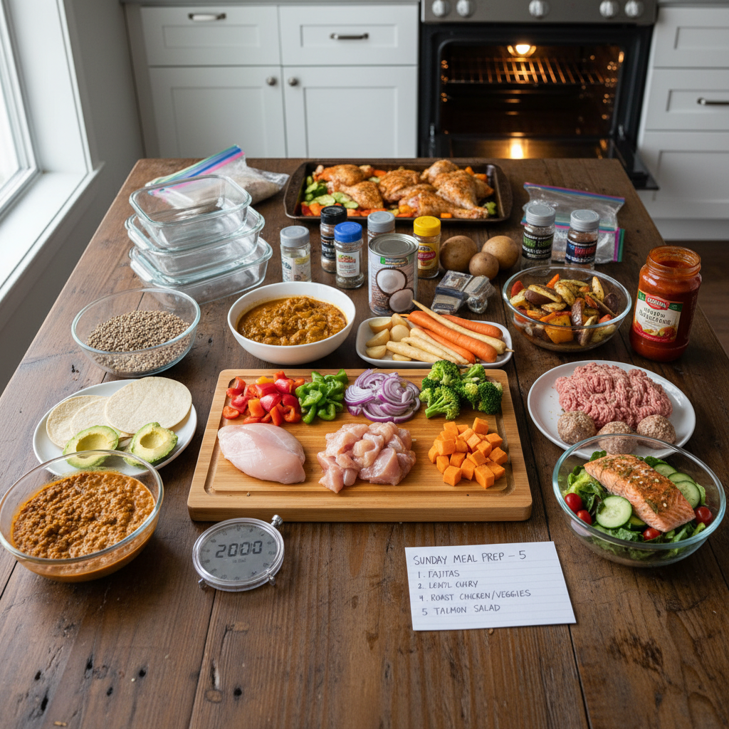 How to Meal Prep 5 Dinners in One Sunday Afternoon (2-Hour Routine)