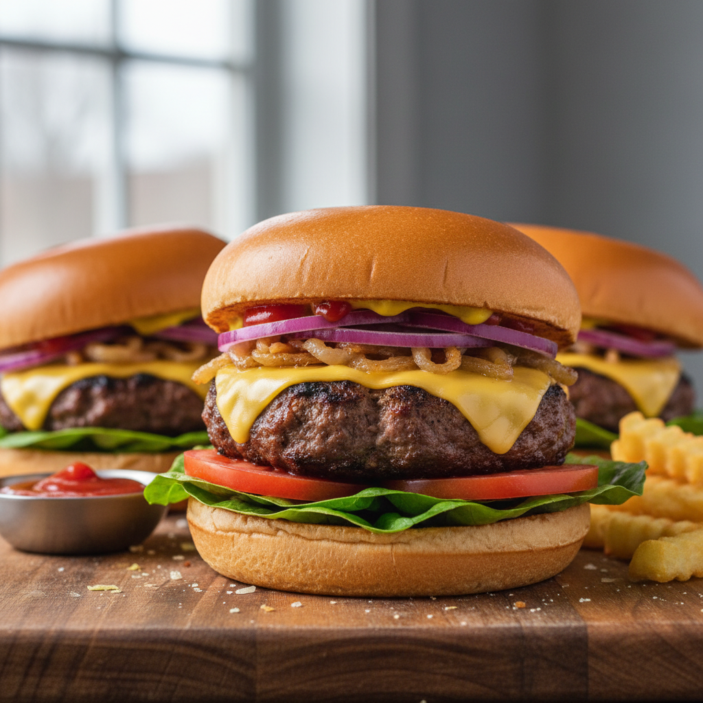 Juicy Air Fryer Beef Burgers