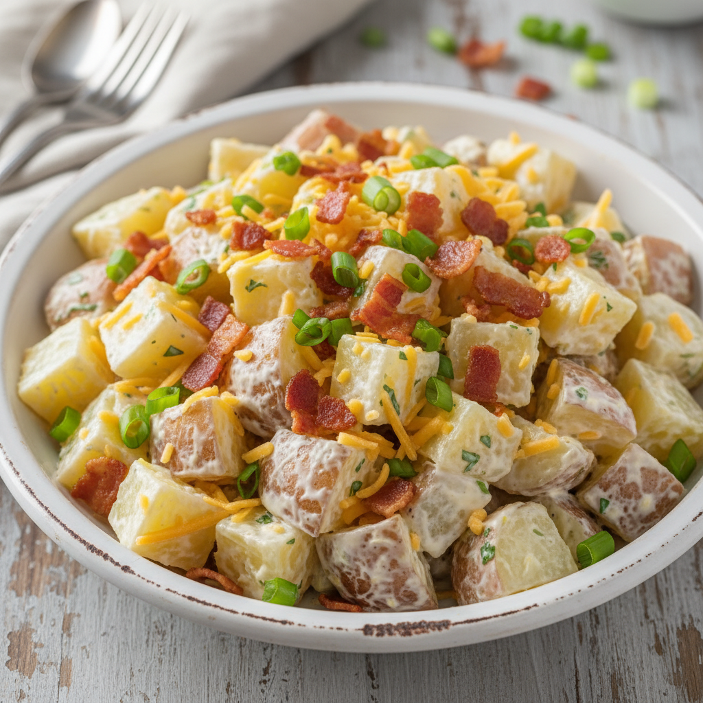 Loaded Baked Potato Salad with Bacon and Cheddar