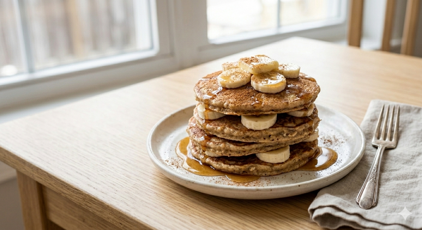 Cinnamon Banana Oat Pancakes