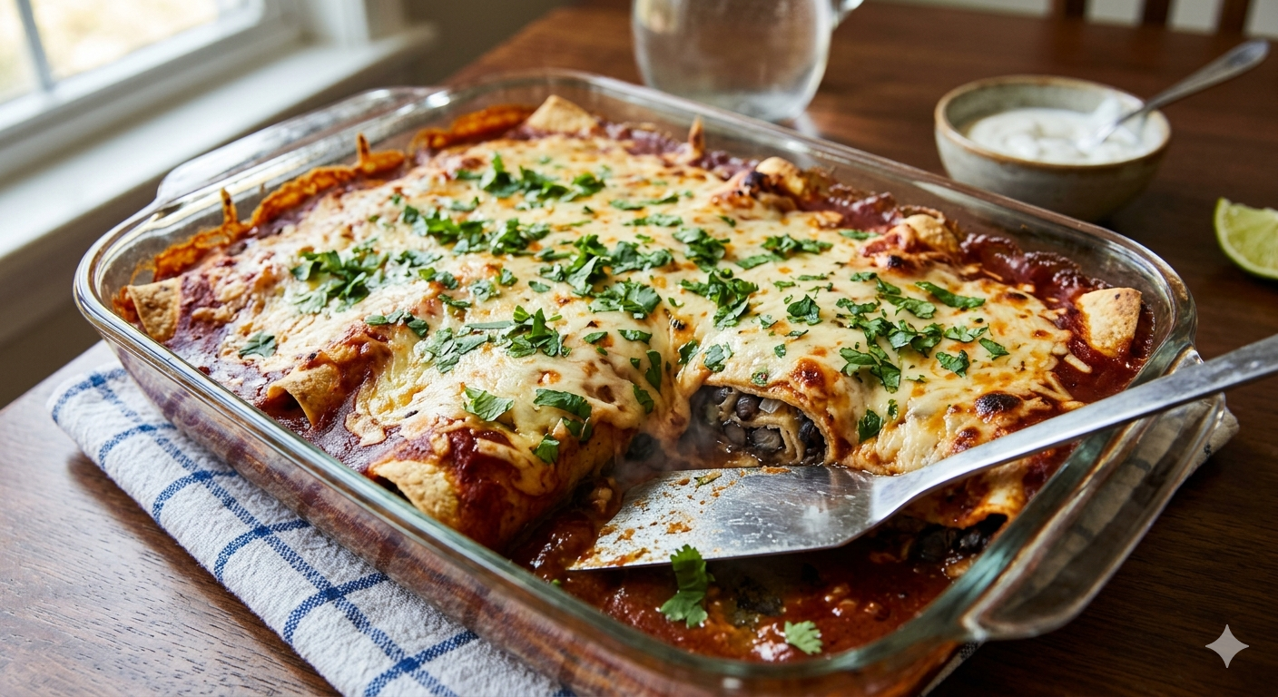 Southwestern Black Bean Enchilada Bake recipe