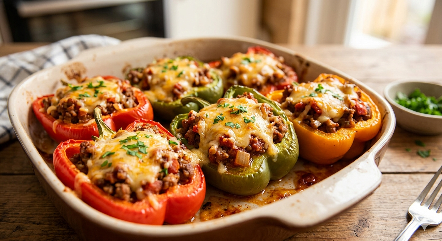 Sloppy Joe Stuffed Bell Peppers recipe